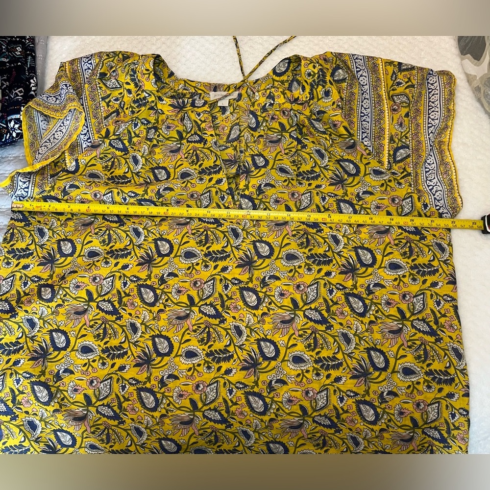 Jennifer & Grace Yellow and Blue Paisley Women's Spring & Summer Top size Large - Picture 5 of 7